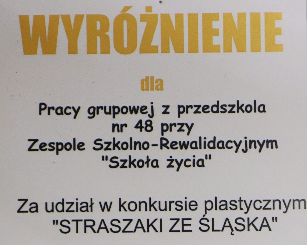 Wyróżnienie w konkursie Plastycznym „Straszaki ze Śląska” dla naszych przedszkolaków!
