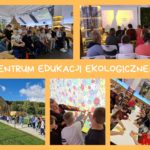 Kolaż zdjęć uczestników wycieczki podczas warsztatów w Centrum Edukacji Ekologicznej w Wiśle.