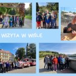 Kolaż zdjęć uczestników wycieczki podczas zwiedzania Wisły.