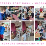 Kolaż zdjęć uczestników konkursu podczas zadań konkursowych.