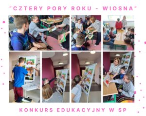 Kolaż zdjęć uczestników konkursu podczas zadań konkursowych.